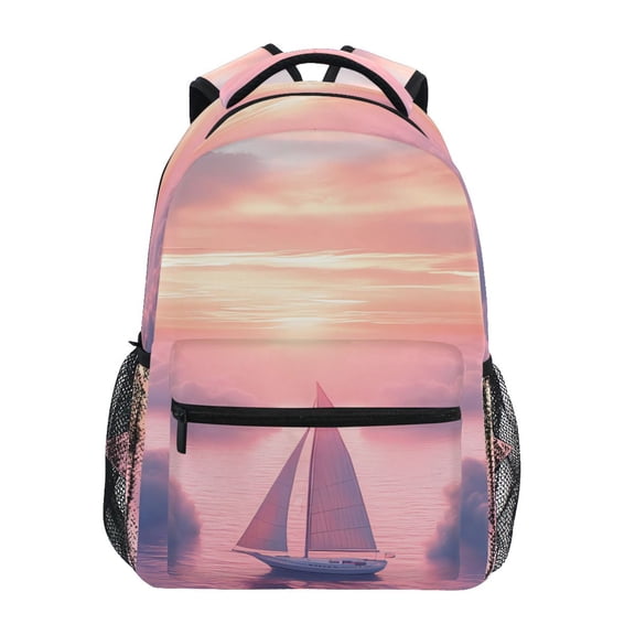 School Backpack Lightweight Multipocket College High Middle Student Bag 15L Sailboat above Clouds