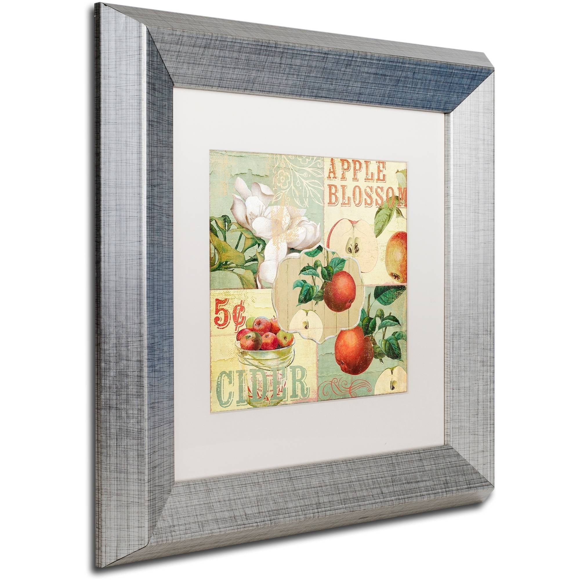 Trademark Fine Art "Apple Blossoms I" Canvas Art by Color Bakery White Matte, Silver Frame