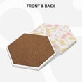 thumbnail image 4 of XMXY Drink Coasters with Holder for Coffee Table, Pink Spring Flowers Leaves Absorbent Ceramic Cups Coaster Sets 6 Pack, 4 Inches Hexagon, 4 of 9