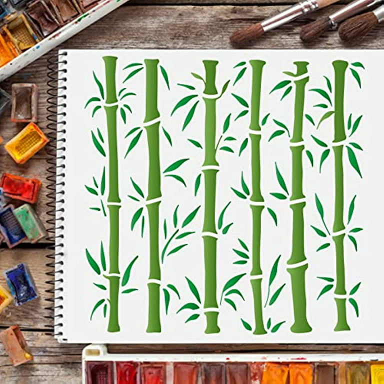 CrafTreat Bamboo Stencils for Painting on Wood Canvas Paper Fabric Wall and  Tile - Bamboo Forest Stencils - 12x12 Inches - Reusable DIY Craft Stencils  - Wall Stencils for Painting Large Pattern Bamboo Forest 12