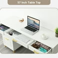 thumbnail image 2 of DreamCurship White Desk with 7 Drawers, White and Gold Desk with Storage,  57" Executive Desk with File Drawers, White, 2 of 7