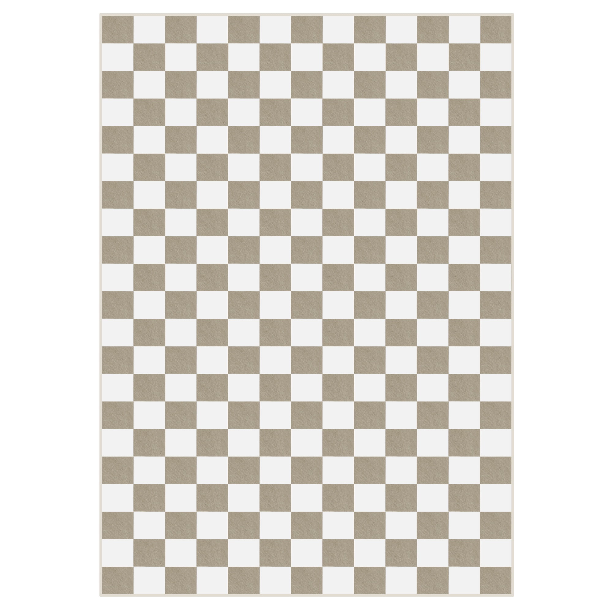 Arogan Checkered Area Rug for Living Room Bedroom Washable Rug, Camel and White,2' x 3'