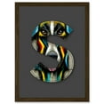 thumbnail image 1 of Letter S Stripe Dog Face Multicoloured Decorative Graffiti Mural Alphabet Initial Stencil Artwork Framed Wall Art Print A4, 1 of 4