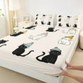thumbnail image 3 of jejeloiu Pet Cat Queen Sheet Set,Kawaii Kitten Black Beige,Lightweight Decor For Kids,4-Piece, 3 of 7