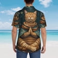 thumbnail image 4 of Bingfone Men's Short Sleeve Button Down Shirts Hawaiian Surreal Meditating Cat Printed Beach Shirt, 4 of 7