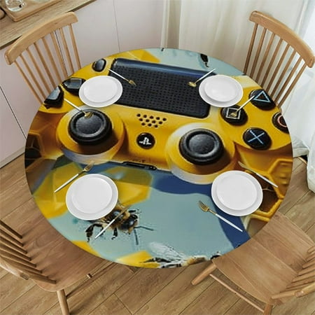 

BCIIG Game Controller Bees Honeycomb Round Table Cover Stain Resistant Washable Indoor Outdoor Tablecloth Kitchen Dining Wedding Parties Picnic Camping 100% Polyester Fiber 38 -42