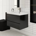 thumbnail image 2 of Angela 30" Wall-Mounted Bathroom Vanity in Matte Black with White Basin, 2 of 14