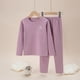 thumbnail image 2 of Gibobby Conjunto de ropa interior termica cálida para niños de otoño e invierno, además de pijamas de lana para bebés grandes de manga larga para niños y niñas con cuello（Morado， 3-4 Años), 2 of 3