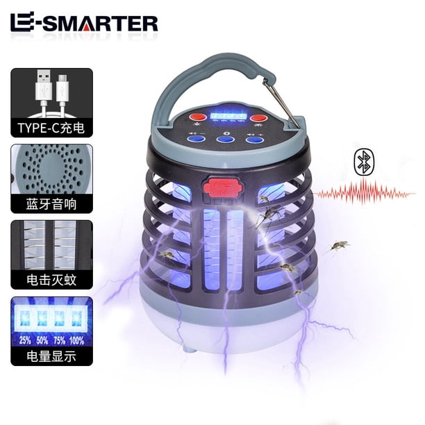 Nueva lámpara LED para matar mosquitos con descarga eléctrica con audio Bluetooth Iluminación de carga USB Repelente de mosquitos para el hogar Bluetooth Lámpara multifunción para matar mosquitos W881 (Verde) oso de fresa Electrónica