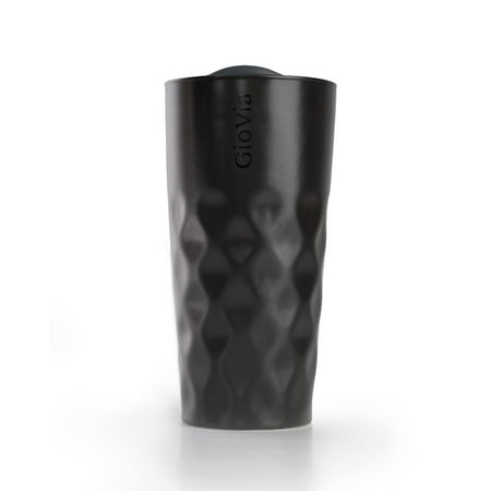 

GioVia Ceramic Travel Mug - The Purest Coffee & Tea Experience On the Go - Portable Ceramic Reusable Double Walled Porcelain Tumbler Cup Mug with Lid Keep Hot Drinks Hot