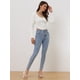 thumbnail image 3 of Camiseta Corta Casual para Mujer con Cuello en V y Mangas Largas con Cremallera blanco XS, 3 of 6