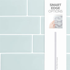 Smart Tiles Peel and Stick Backsplash, 5 Adhesive Tiles, Metro Grey/Green, 11.55"x8.38"