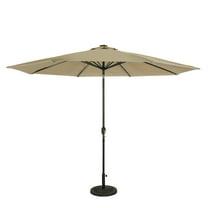 Calypso II 11-ft Octagon Market Umbrella with Solar LED Strip Lights - Champagne and Taupe - Breez-Tex Canopy