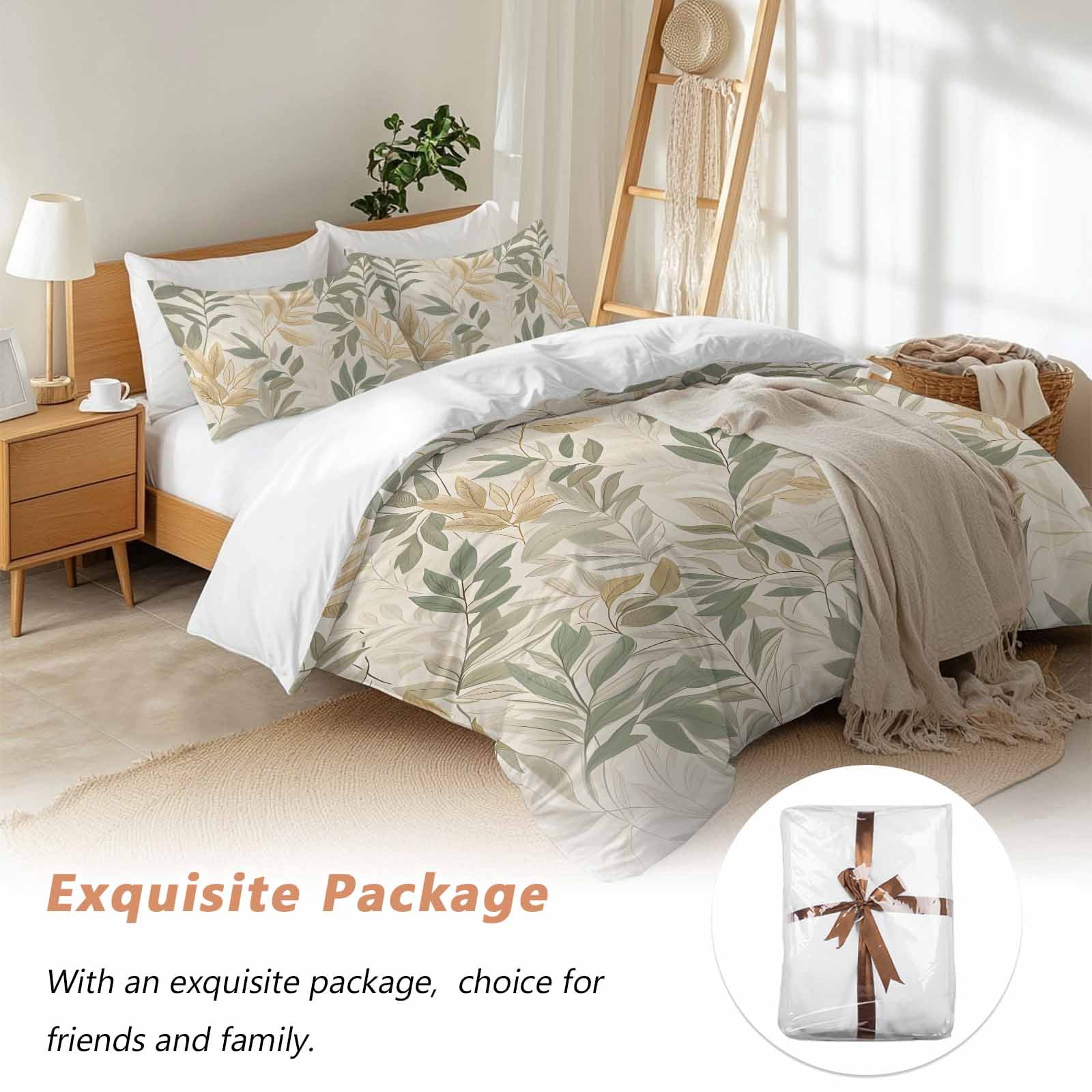 Sage Green Yellow Botanical Bedding 3 Piece Duvet Cover Set California King, Vintage Spring Summer Soft Microfiber Comforter Cover with Zipper Closure & Pillowcases, FadeResistant Quilt Cover