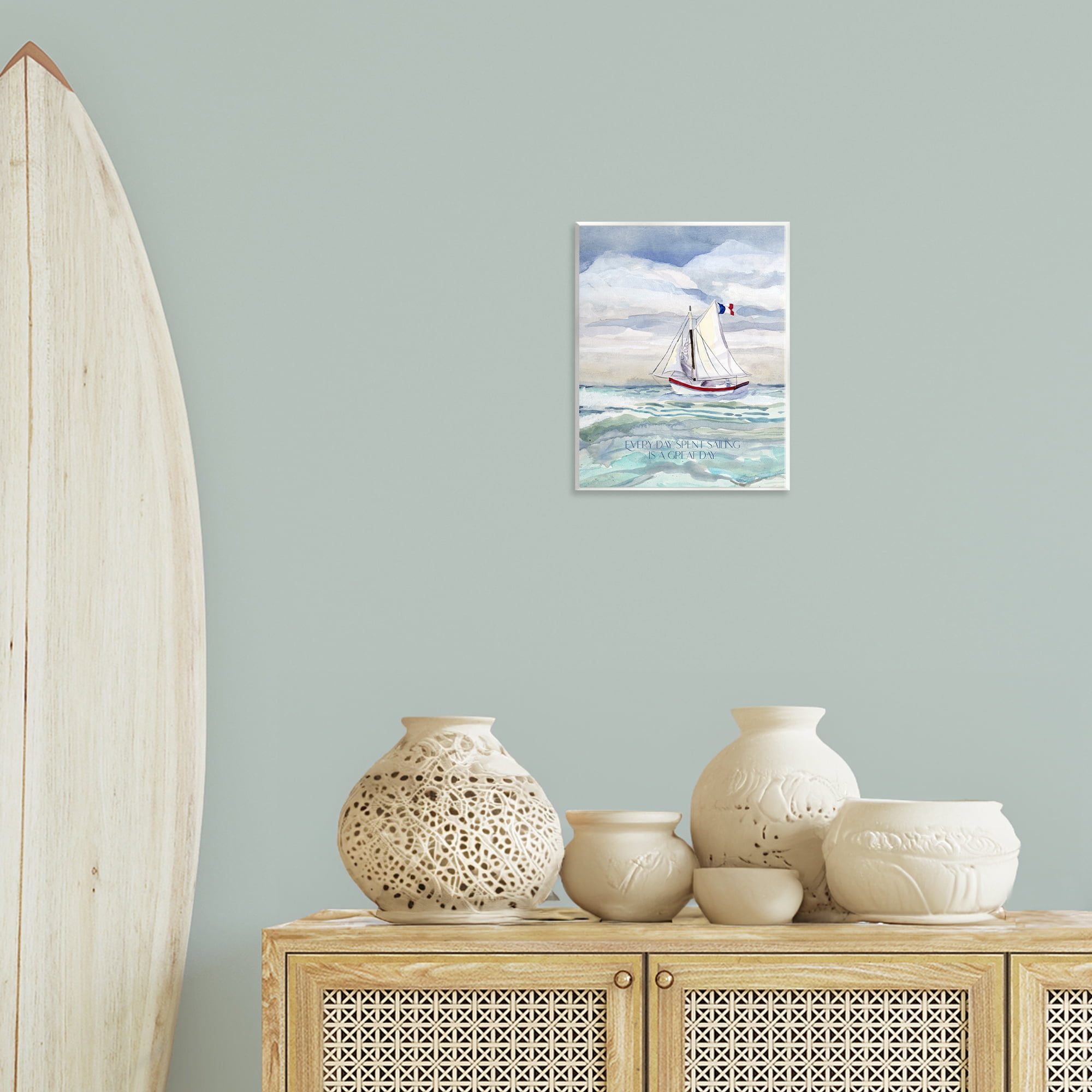 Stupell Industries Great Day Sailing Phrase Transportation Painting Unframed Art Print Wall Art, 11 x 14