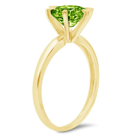 1.5 ct Round Cut Natural Peridot Solitaire Engagement Ring for Women in 18K Yellow Gold