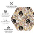 thumbnail image 3 of Lsque Groovy Disco Pattern 4" Drink Coasters Set of 4, PVC Leather Absorbent Coasters, Table Coaster Set Decorative Coffee Cup Coasters Housewarming Gift -Hexagon, 3 of 6