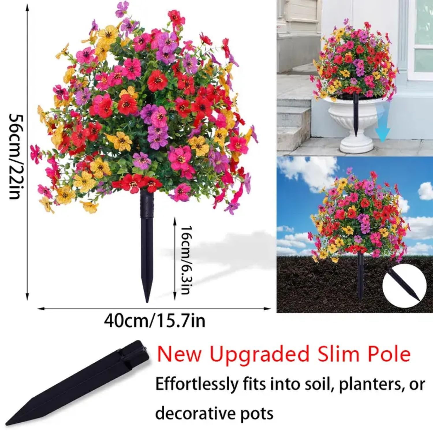Artificial Flowers for Outdoor Indoor Garden Home Decoration, UV-Resistant Mixed Color Violets, Realistic Lifelike Look, Perfect for Porch, Patio, or Yard Display
