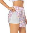 thumbnail image 1 of Balery Heart Buffalo Plaid Pantalones cortos deportivos para mujer con forro y dos bolsillos, elásticos, para entrenamiento, gimnasio, yoga-Small, 1 of 7