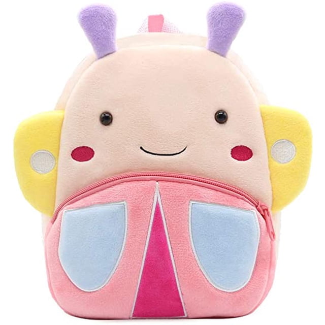 Mochila para niños pequeños Mochilas de animales del zoológico Linda bolsa de felpa Dibujos animados 10 "Bolsa de libros preescolar para 1-6 años Niñas Niños Mariposa oso de fresa Juguete