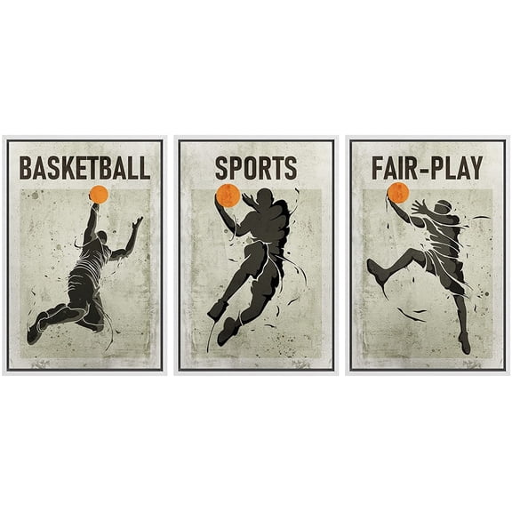 wall26 Framed Canvas Print Wall Art Set Graffiti Street Basketball Player Slam Dunk Sports & Fitness Athletes Digital Art Pop Art Modern Portrait for Living Room, Bedroom, Office - 24"x36&qu