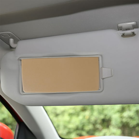 OUNONA Easy-Install Beige Car Visor Mirror Cover for Various Lighting 2Pcs
