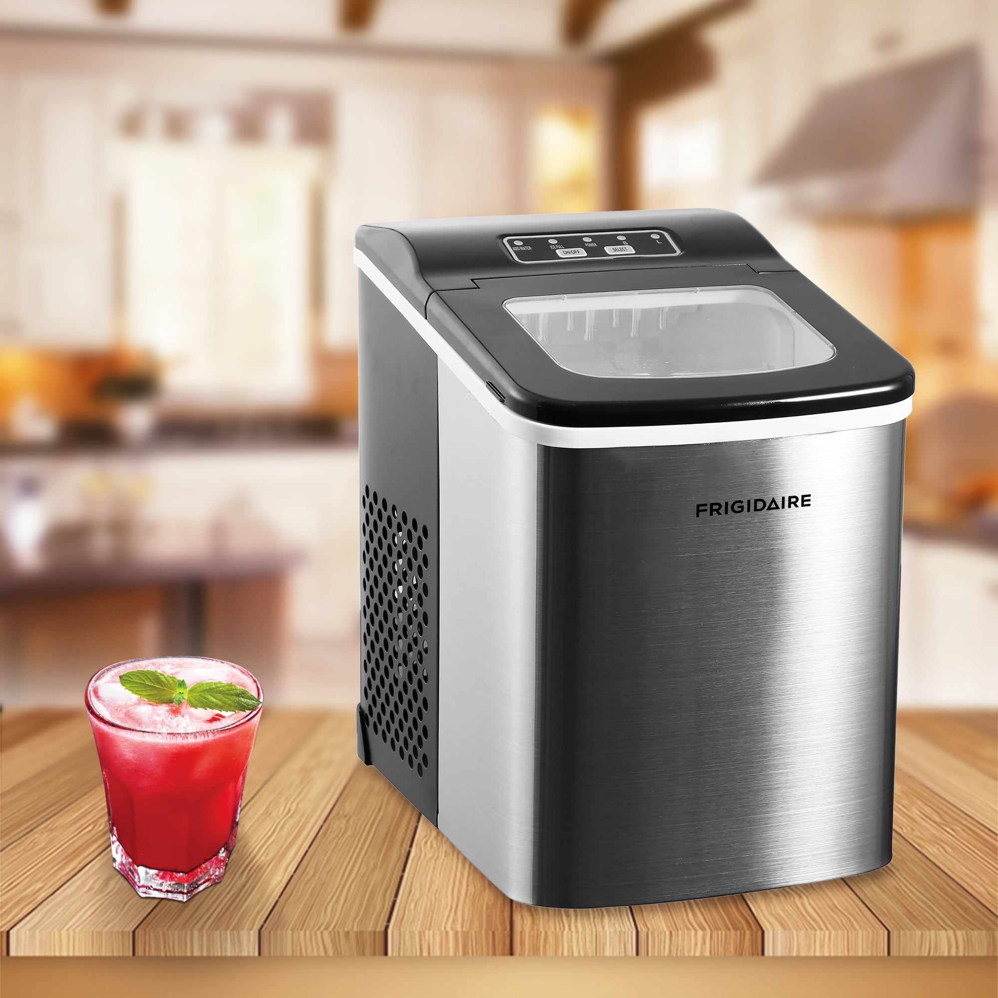 Frigidaire 26 lbs. Bullet Ice Maker, Countertop Portable Ice Machine with Digital Controls, Stainless Steel