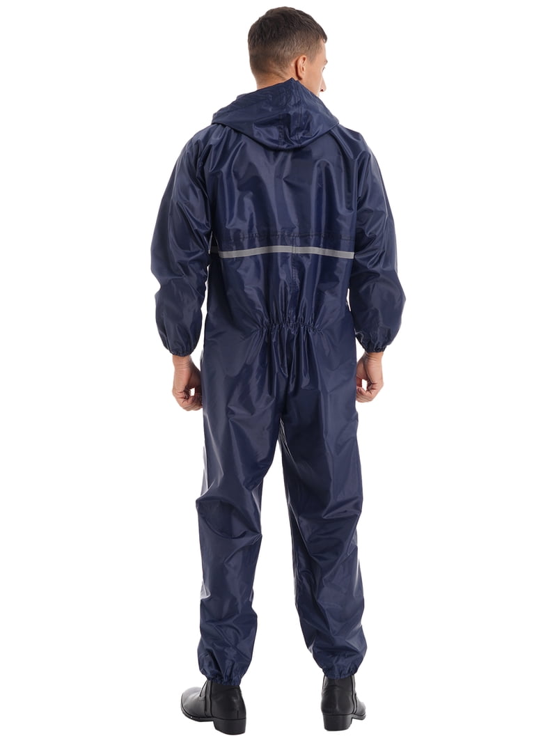 Yeahdor Mens Waterproof Jumpsuit, Hooded Rain Suit, Windproof