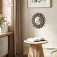 thumbnail image 3 of Farmhouse Wall Decor Mirror 12 inch Sunburst Boho Wood Mirror Rustic Home Decor Room Decoration for Bedroom Living Room Weathered Grey, 3 of 8
