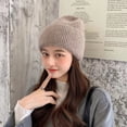 thumbnail image 2 of Kripyery Men Women Winter Imitation Rabbit Fur Hat Solid Color Warm Beanie Hat Unisex Adult High Elastic Knitting Hat, 2 of 8