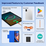 Callsky 14.1 Tablet, Android 15, LTE, 16GB RAM, 256GB, FHD+, Leather Case & Stylus