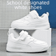 thumbnail image 2 of Zapatos blancos para niños Zapatos de tabla para niños Primavera y otoño Zapatos para niñas de tamaño mediano y grande para las cuatro estaciones Zapatos blancos de campus con suela blanda a prueba, 2 of 6