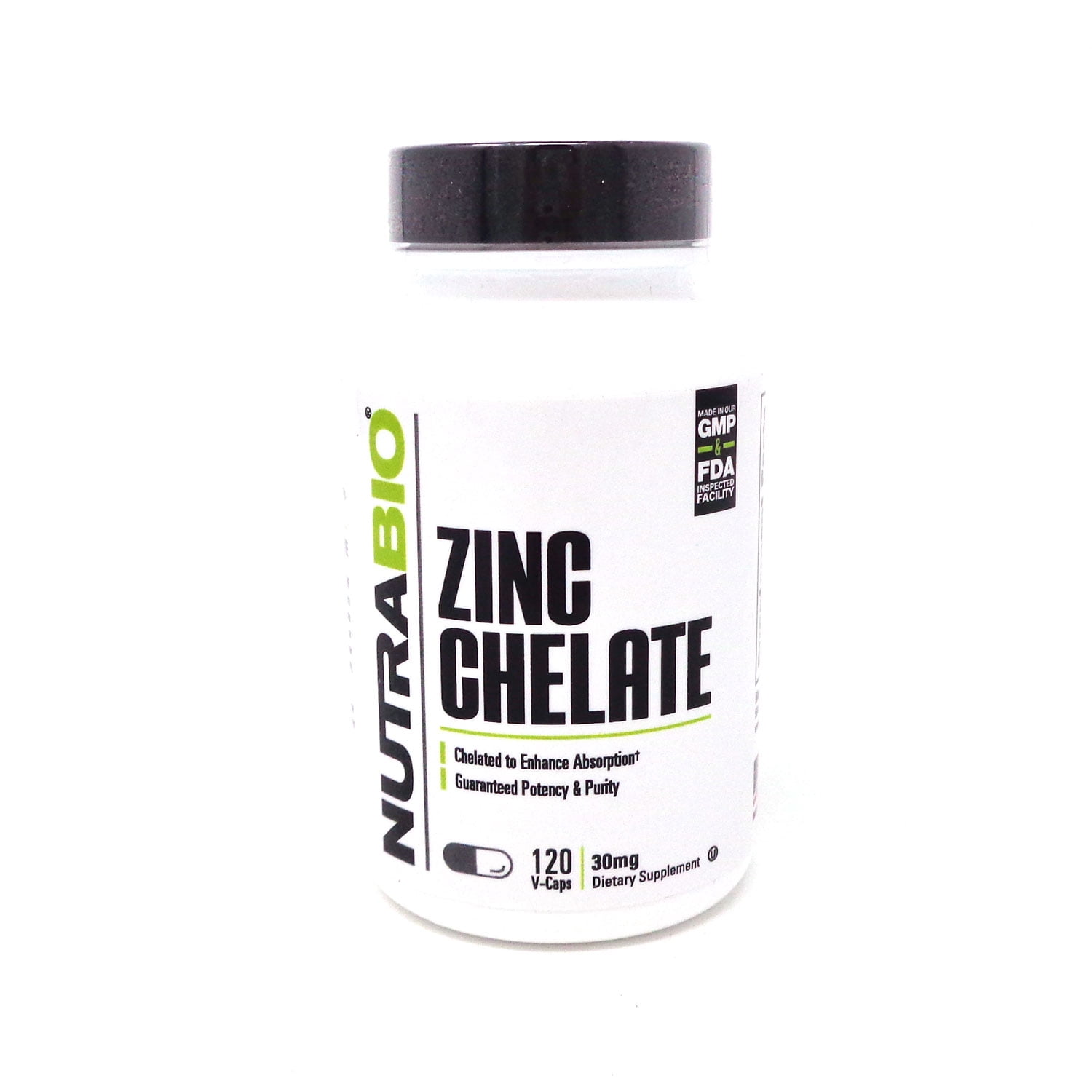 NutraBio Chelated Zinc (30mg) - 120 Veggie Caps