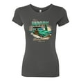 thumbnail image 2 of Wild Bobby, 1946 Vintage Ford Woody Chasing Waves Cars and Trucks Womens Slim Fit Junior Tee, Dark Grey, Small, 2 of 3