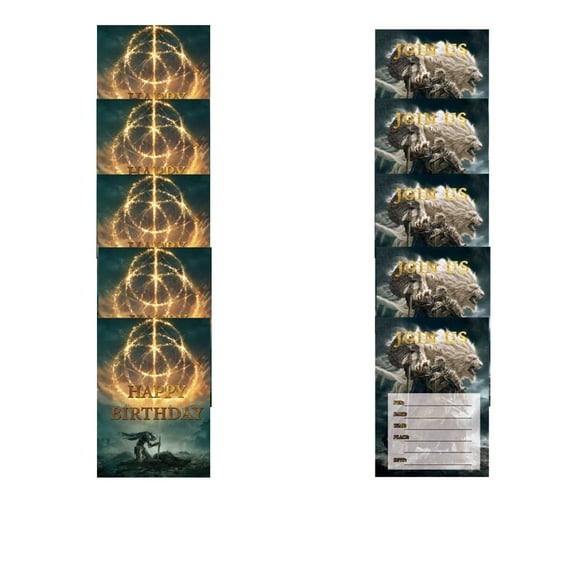 Elden Ring Invitations Cards Stock Bulk Birthday Invite Fill-in Party Supplies Decorations for Boys Girls