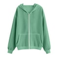thumbnail image 4 of Girls' Corduroy Jackets with Pockets Long Sleeve Full-Zip Up Hoodie Sweatshirt Coat Kids Hooded Outerwear (6-7 Years, Green), 4 of 7