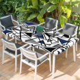 thumbnail image 2 of Navy Blue Black Geometric Table Cloths for 3 Foot Rectangle Tables, Abstract Art Modern Line Patio Waterproof Elastic Fitted Tablecloths, Washable Rectangular Table Cover for Camping, 2 of 8