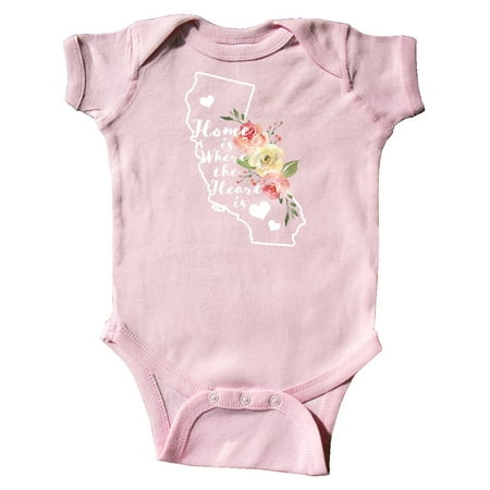 

Inktastic California Home is Where the Heart is with Watercolor Floral Gift Baby Boy or Baby Girl Bodysuit