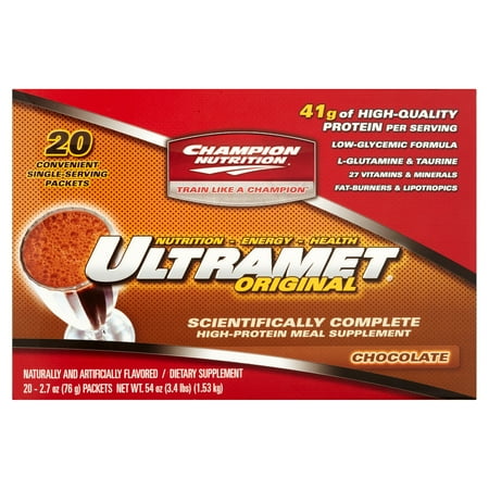 Champion Performance - Ultramet Original Scientifically Complete High-Protein Meal Supplement Chocolate - 20 x 2.7 oz. Packets