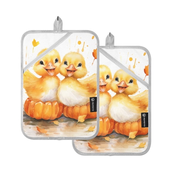 Cute Ducks Pot Holders Set of 2 Heat Resistant Kitchen Oven Gloves Potholder Cooking Baking Microwave Mitts