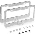 thumbnail image 1 of 2 Pack Bling License Plate Frame，Handcrafted Bling Rhinestone Premium Stainless Steel License Plate Frame，14 Facets Clear Color Rhinestone Crystal (S, 1 of 6