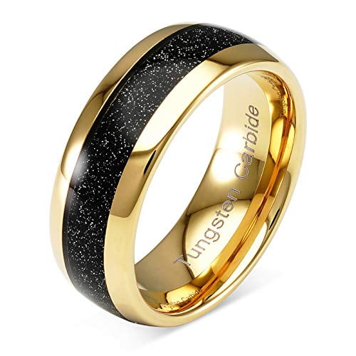 100S Jewelry Tungsten Ring for Men Wedding Band Black Sandstone