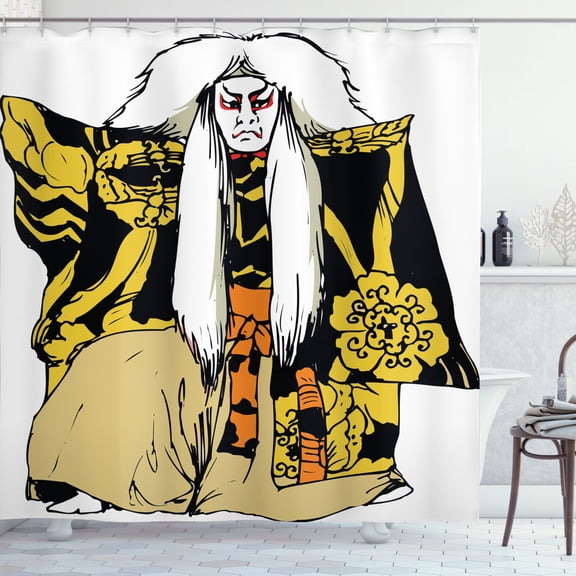 Ambesonne Kabuki Shower Curtain, Character Actor Art, 69"Wx84"L, Multicolor