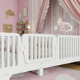 thumbnail image 3 of Mirightone Full Floor Bed with Door & Rail, Low-Profile Montessori Floor Bed Frame, Full Size Floor Bed with Removable Doors, Wood Bed with Rails, No Box Spring Needed (White), 3 of 5