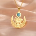 thumbnail image 6 of TEAMER Gold Lotus Flower Necklace Crescent Moon Turquoise Stainless Steel for Women Amulet, 6 of 8