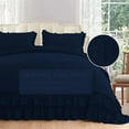 thumbnail image 3 of 3 Piece Luxury 5 Inch Two Layer Ruffle Comforter 550 GSM All Season (Oversized Queen Size) Premium Super Soft - 800 TC, 100% Egyptian Cotton- Solid Navy Blue Colour, 3 of 7