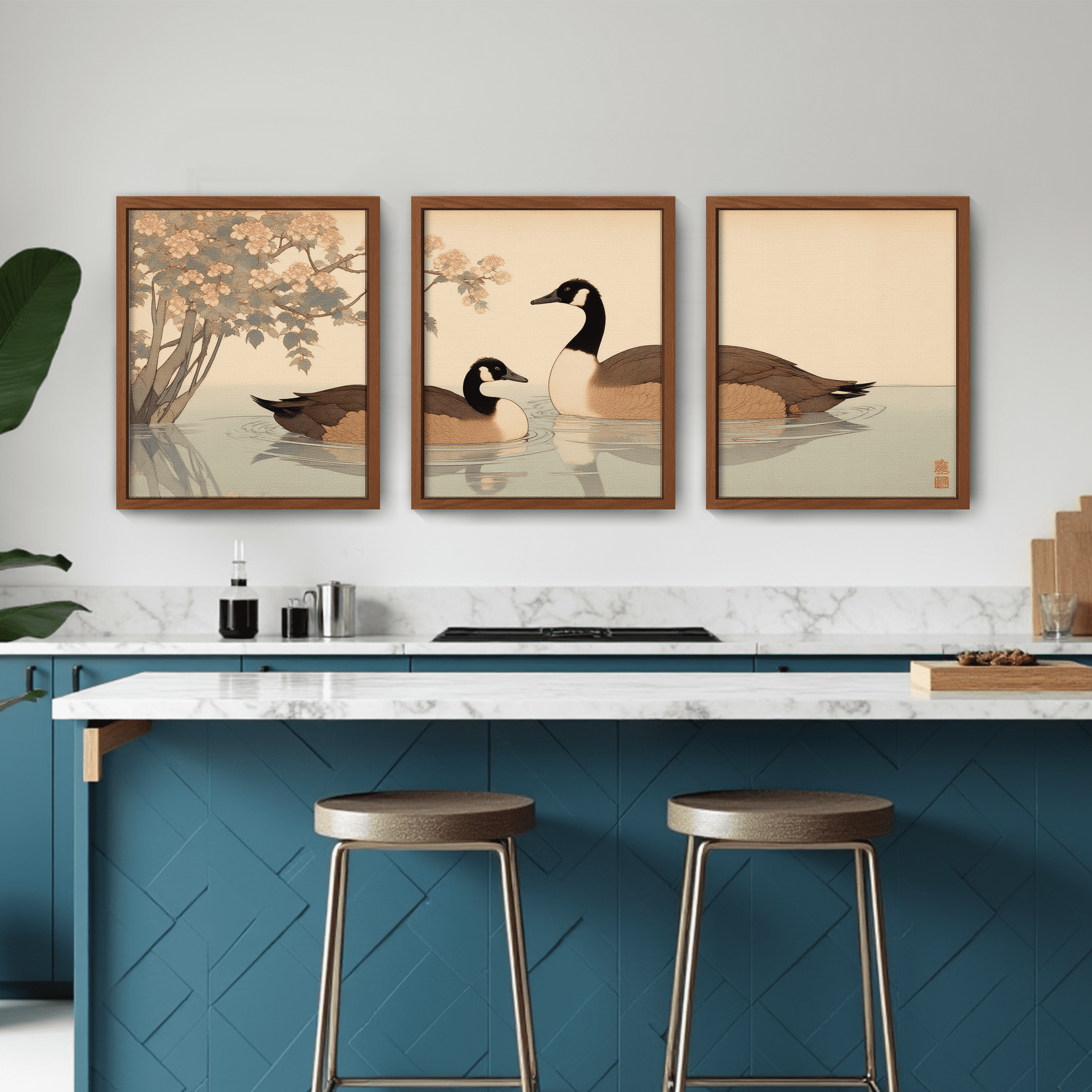 MAYEERTY Modern Abstract Wall Art Painting, Living Room Decor, Brown MDF Frame, 7.87"x9.84"