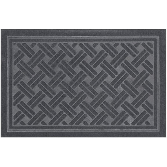 Indoor Outdoor Entrance Rug Floor Mats Shoe Scraper Doormat Non Slip Rubber Backing Heavy Duty Door Mat Waterproof Low-Profile Mats for Entry Garage High Traffic Areas (24x16 inch, Gray)