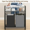 thumbnail image 4 of 2 Section Rolling Laundry Hamper Sorter Basket Organizer Cart with Wheels, 90L Large Capacity with Double Shelf and Removable Bags, Sorted Dirty Clothes Bin for Laundry Room, Bathroom, Bedroom, 4 of 7