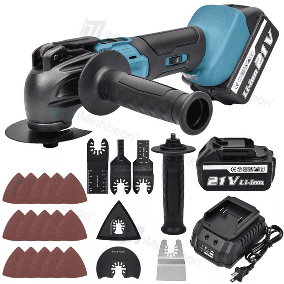 iMeshbean 21V Li-Ion Cordless Brushless Oscillating Multi-Tool with Blade Sanding Sheets